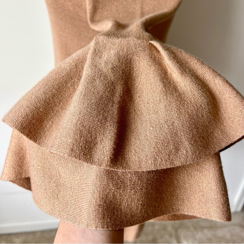 ANTHROPOLOGIE Claudette Ruffled Bell Sleeve Dress Knit Sweater Dress—SZ. Small - Picture 6 of 13